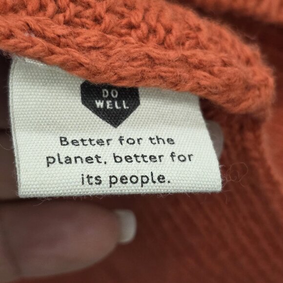 MADEWELL Ruffle-Neck Pullover Sweater Orange Cotton-Merino Yarn Size Small - Picture 6 of 11